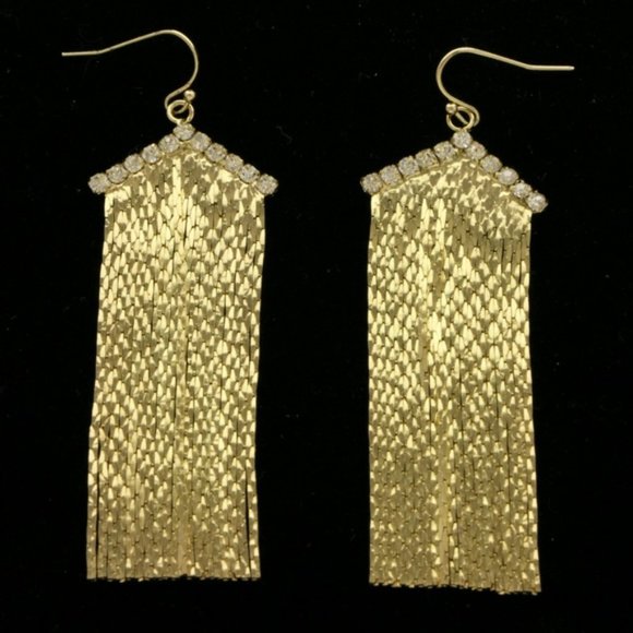 Express Jewelry - Express gold drape long earrings with crystals NWT